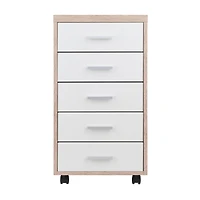 Winsome Meuble de rangement Kenner mobile, 5 tiroirs, bois récupéré/fini Blanc