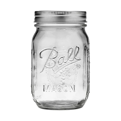 Bocaux Mason Ball avec couvercles et anneaux, ouverture régulière, 473 ml Ensemble de 8