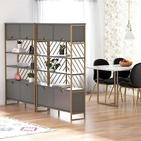 CosmoLiving by Cosmopolitan Brielle Shoe Storage Bookcase & Room Divider, Graphite Gray