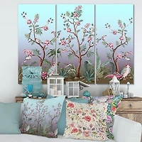 Designart Chinoiserie With Birds and Peonies II Canvas Wall Art