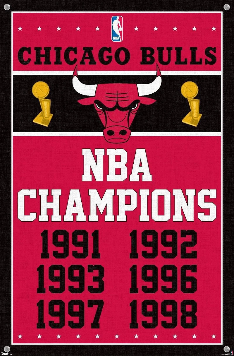 NBA Chicago Bulls - Champions 13 Wall Poster with Push Pins, 14.725" x 22.375"