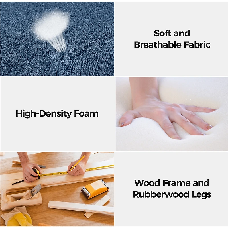 FullFurnique Upholstered Padded Dining Chairs with Adjustable Foot Pads, Set of 2, Blue