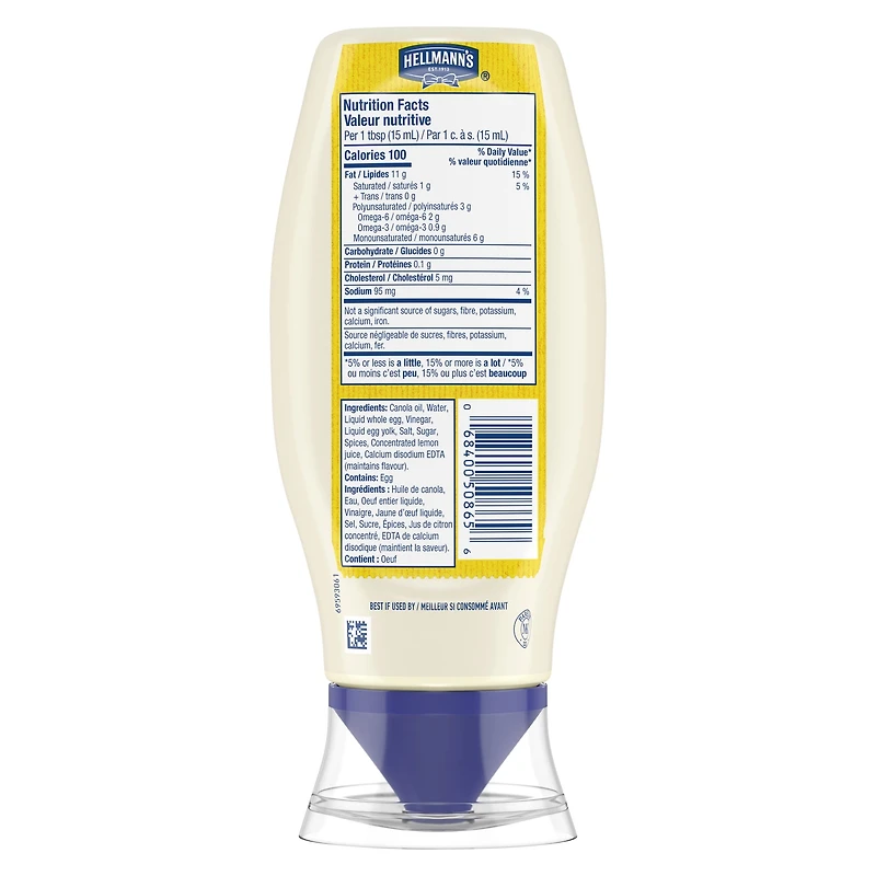 Mayonnaise Hellmann's Vraie 340 mL, Vraie mayonnaise