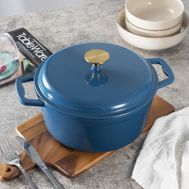 Cocotte en fonte émaillée antiadhésive Mainstays 4,75 L, bleue - 1 unité