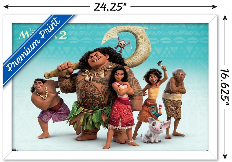 Disney Moana 2 - Group Wall Poster, 14.725" x 22.375" Framed
