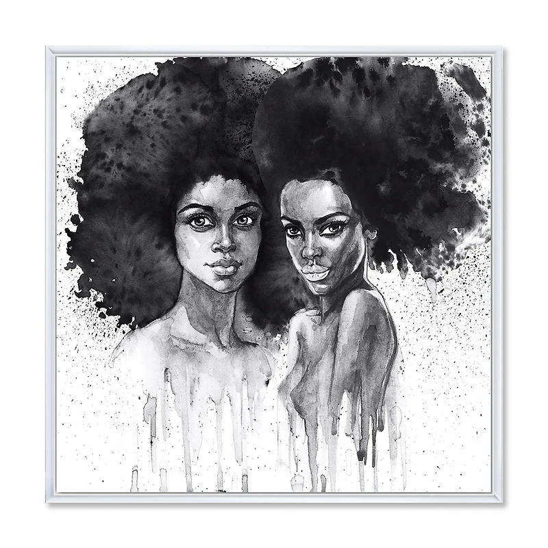 Designart Portrait of African American Woman XI FLOAT FRAME WALL ART
