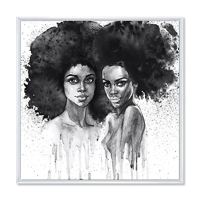Designart Portrait of African American Woman XI FLOAT FRAME WALL ART