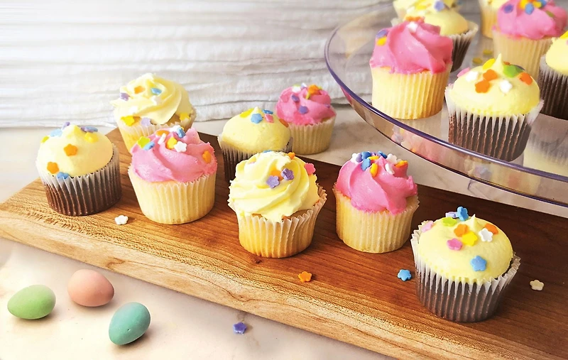 Mini petits gâteaux two-bite® assortis glacés au chocolat et à la vanille du printemps