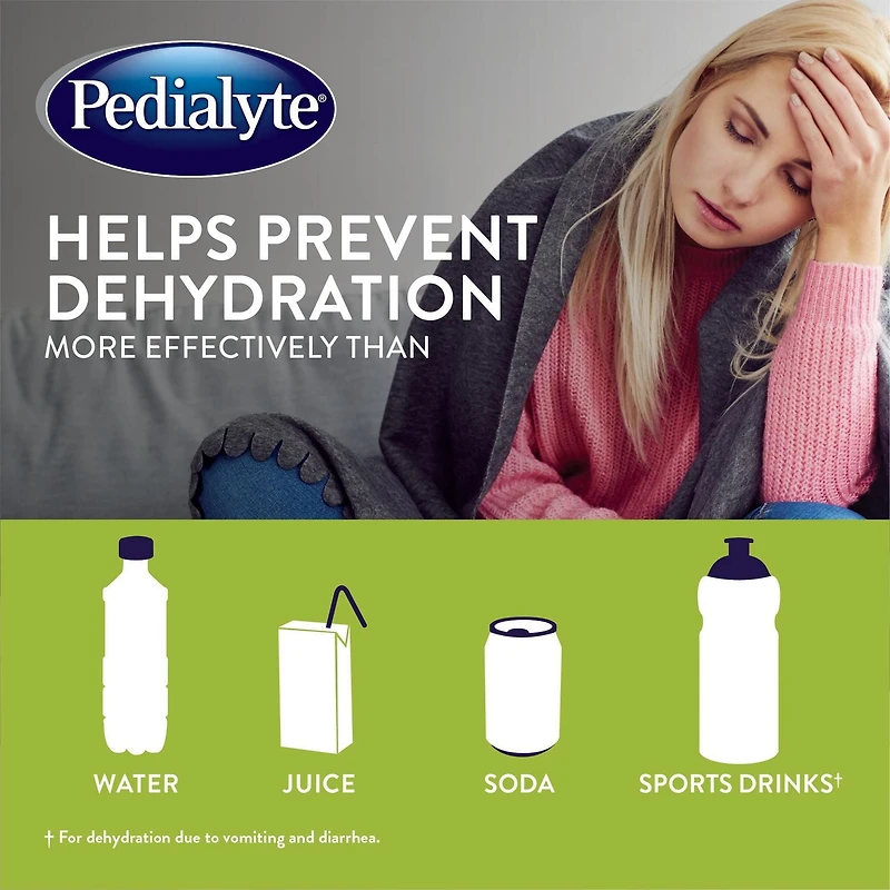 Pedialyte , Bâtonnets de Poudre d'Électrolytes, Solution de Réhydratation Orale, Pomme, 8x8.5g Bâtonnets