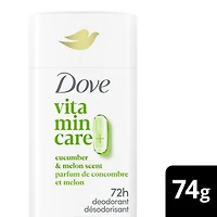 Dove Vitamin Care+ Cucumber & Melon Scent Aluminum-Free Deodorant Stick, 72h Breathable Odour Protection, 74g