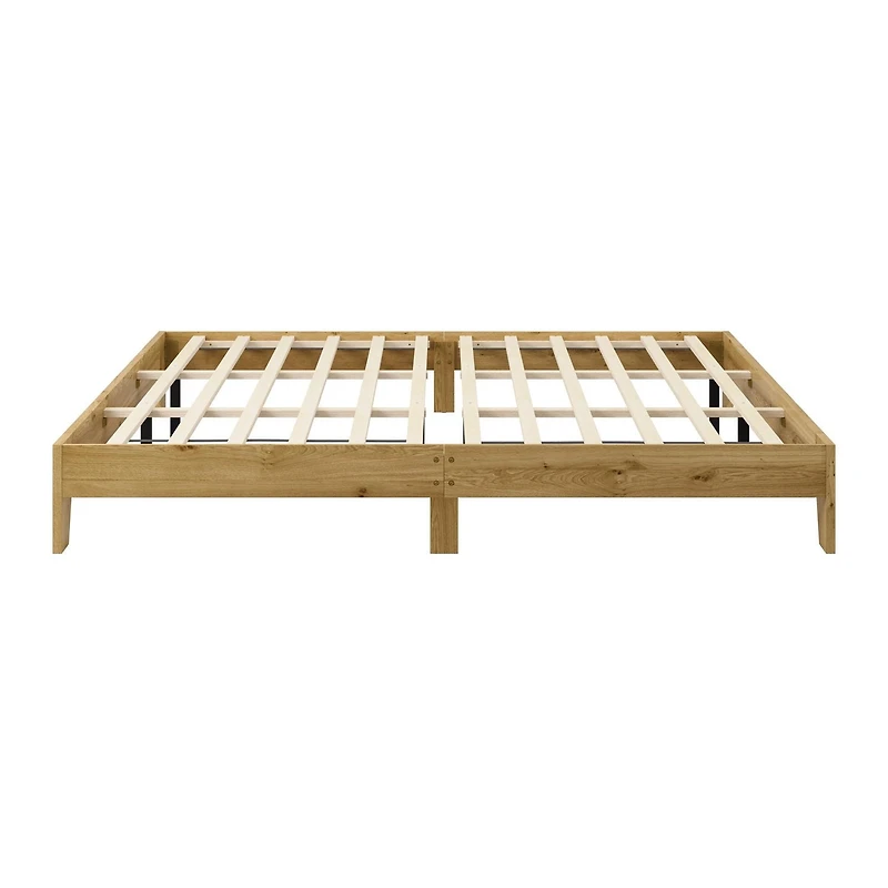 CorLiving Aiko Engineered Wood Mid Century Platform Bed Frame with Slats, No Box Spring Required
