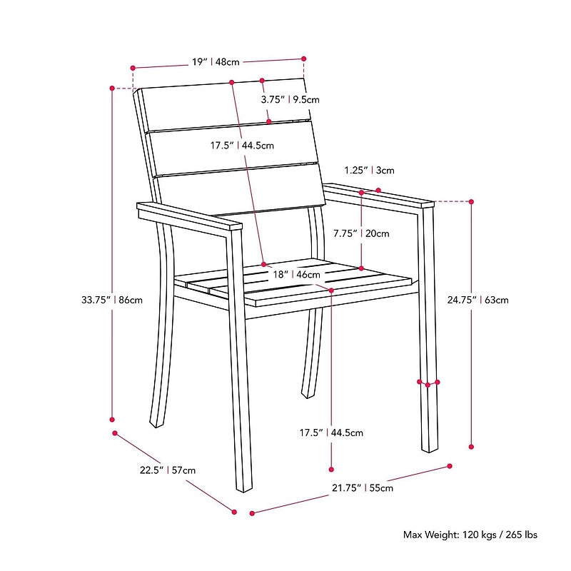 CorLiving Chaises de salle à manger d'extérieur blanchies au soleil résistantes aux intempéries, ensemble de 2