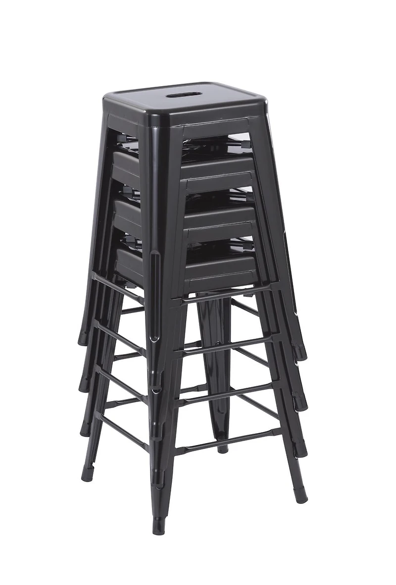Hometrends 24 inch Metal Stackable Kitchen Stools, Black, Hometrends 24 inch Metal Stools, include 1x Black Color Stool