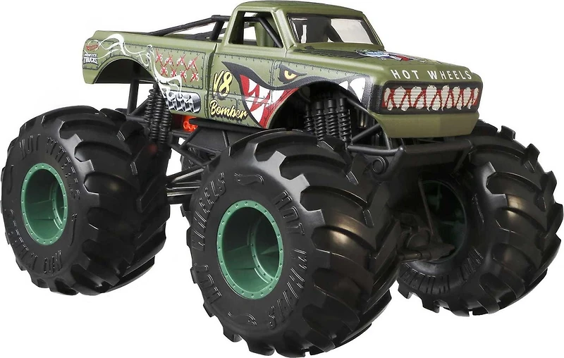 Véhicule V8 Bomber Green Hot Wheels Monster Trucks à l’échelle 1:24
