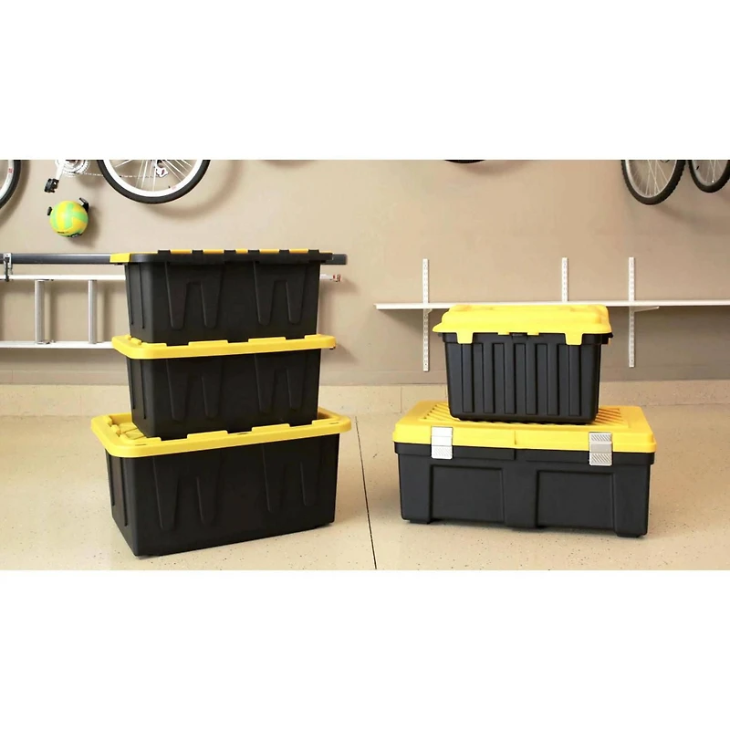 Homz Durabilt® 15 Gallon Tough Container, Black Base with Yellow Lid