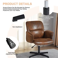 Homy Casa Swivel Desk Chair, Adjustable Ergonomic Office Chair, Brown Faux Suede