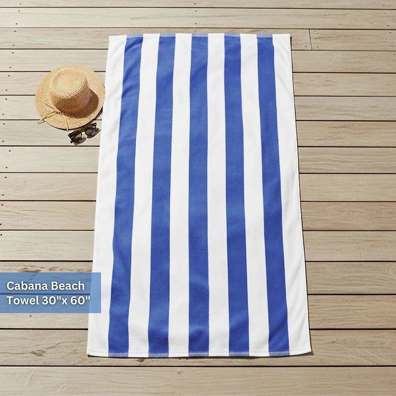 Lot de 4 serviettes de plage Mainstays Cabana Stripe, bleu