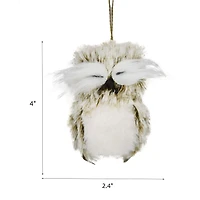 Holiday Time Christmas Warm Wishes Faux Fur Owl Ornament, Brown, 1 Count, Measures 4" in height
