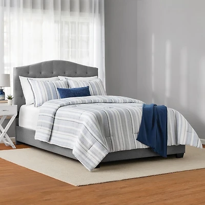 Mainstays 5-Piece Yarn Dyed Stripe Comforter Set, Double/Queen, Includes storage bag