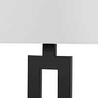 Globe Electric D'Alessio 20" Table Lamp, Matte Black, White Linen Shade, On/Off Socket Rotary Switch