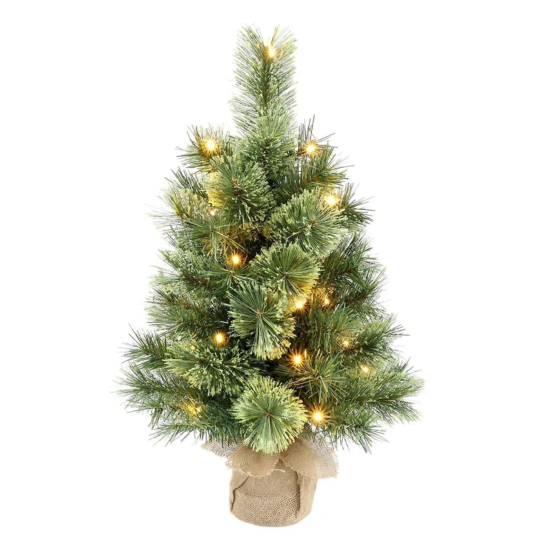Holiday Time 2' Pre-lit Cashmere Small Tree, Green, 52 branch tips; LED lights