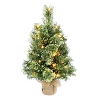 Holiday Time 2' Pre-lit Cashmere Small Tree, Green, 52 branch tips; LED lights