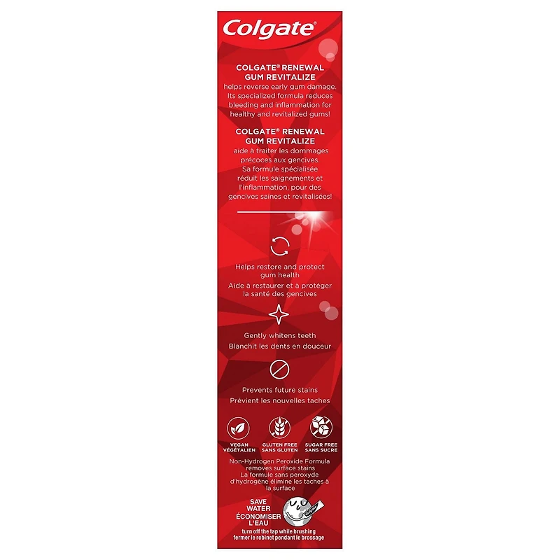 Colgate Renewal Gum Revitalize Toothpaste, Whitening Restoration - Cool Mint Gel Formula (70 mL)