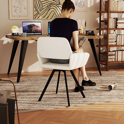 Homy Casa Set of 2 Upholstered Office Desk Chair with Swivel Base Armrests for Modern Home Office, Beige Fabric