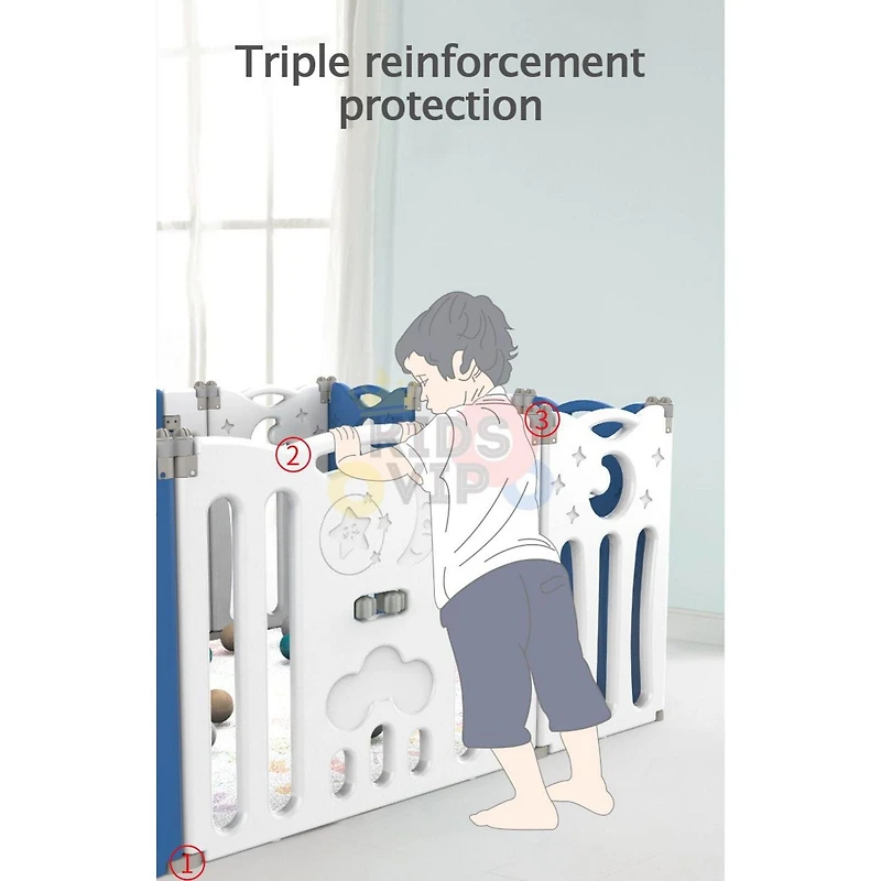 KidsVIP Parc de jeu pliable intérieur/extérieur avec 20 panneaux clôture et sécurité pour les tout-petits et les nourrissons