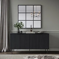 Lysander Black Premium Engineered Wood Fluted Sideboard Buffet