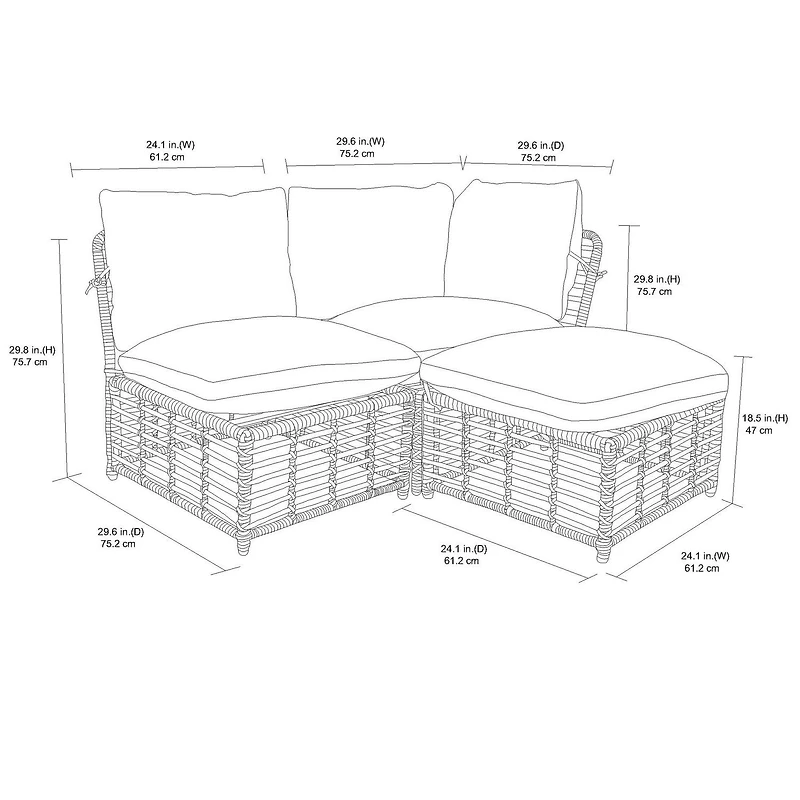 Ensemble modulaire 3 pièces pour patio Deco Sol HOMETRENDS - Gris