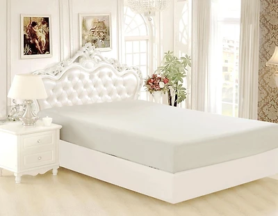 Marina Decoration Ultra Soft Silky Deep Pocket Solid Rayon from Bamboo All Season Bedding Solid Bamboo Fitted Sheet, Silver Color