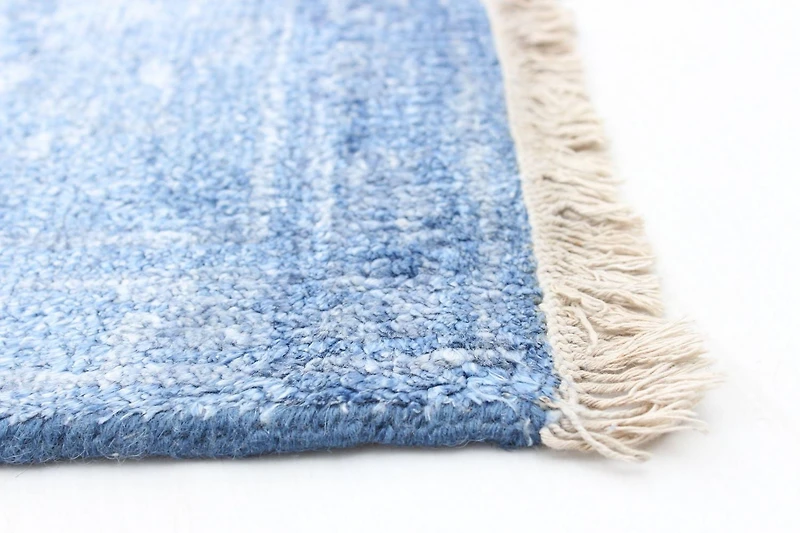 ECARPETGALLERY 6'11" x 9'10" Bordered Jules Oushak Hand-knotted Area Rug for Living Room, Dining Room and Bedroom in Blue