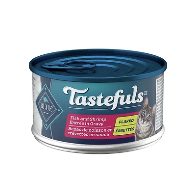 Blue Buffalo Tastefuls Natural Wet Cat Food Cans, Flaked Style, Fish and Shrimp Entrée in Gravy
