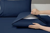 Swift Home Basic Ensemble de draps 4 pièces format grand lit, ultra doux, poches profondes, entretien facile, ensemble de literie, marine