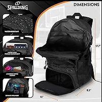 Sac à dos Spalding pour adolescents et adultes 30L noir compartiments multiples avec poche ventilée