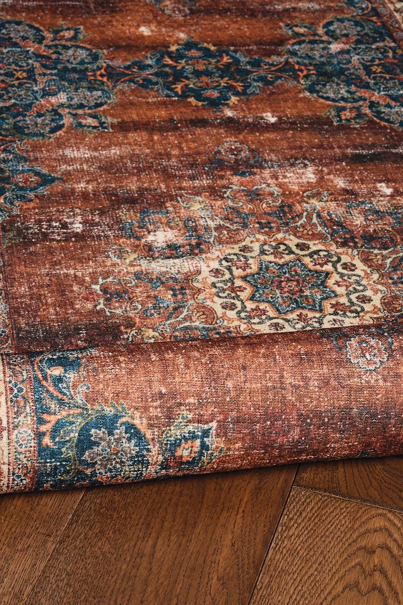 Foster 2' x 8' Washable Runner, Russet and Ivory