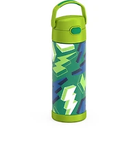 Thermos Kids Stainless Steel Vacuum Insulated Funtainer Water Bottle with Spout Lid, 470 ml, Lightning Bolt, 16 Oz/473 ml, BPA-free
