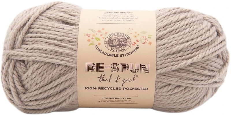Fil Lion Brand Re-Spun Thick & Quick® Feuillu Fil #6 super volumineux de polyester recyclé, 340g/ 204m-1CT Fil de Polyester Recyclé