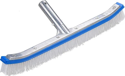 Brosse de piscine incurvée en aluminium de 18" pour murs et planchers avec poils en fibre de nylon, châssis léger
