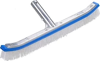 Brosse de piscine incurvée en aluminium de 18" pour murs et planchers avec poils en fibre de nylon, châssis léger