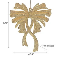 Christmas Gold Glitter Ornament Bow - Set of 12