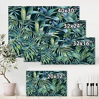 Designart Feuilles naturelles exotiques sur foncé I Art mural sur toile