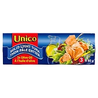 Unico Solid light Tuna in Olive Oil 3x80g, 3 pack of 80 g