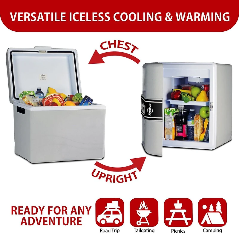 Koolatron Glacière/réchauffeur électrique 12 V, réfrigérateur thermoélectrique pour voiture 42 L (45 pintes), mini réfrigérateur portable, gris