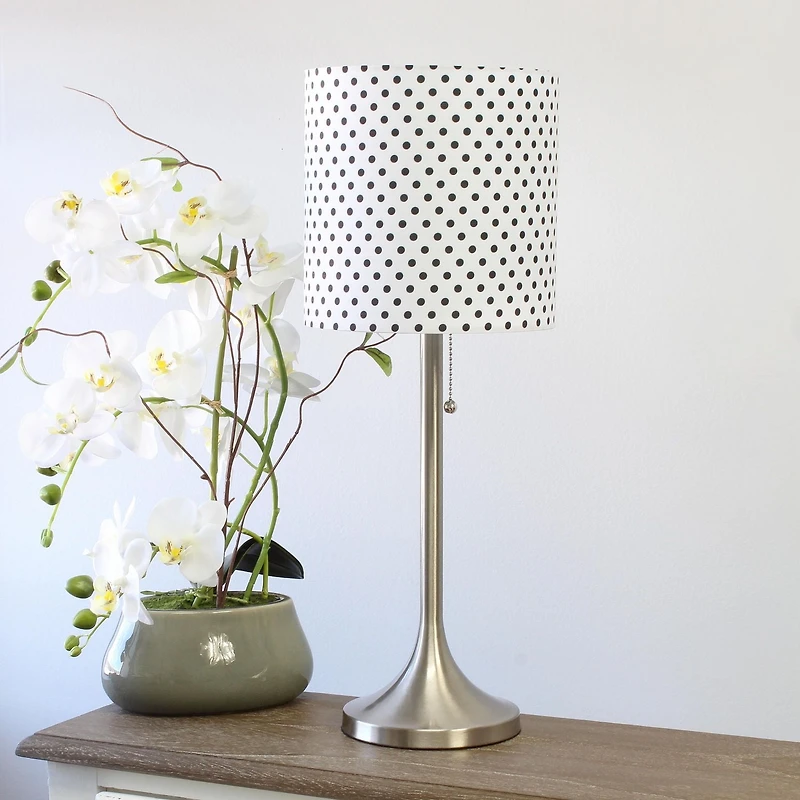 Simple Designs Tapered Table Lamp with Fabric Drum Shade