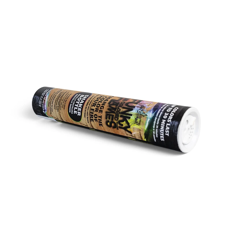 Funky Flames par Get Stoked ! + Bouteille shaker à changement de couleur du feu + Changez la couleur de votre feu jusqu'à 30 minutes + 500 g par bouteille