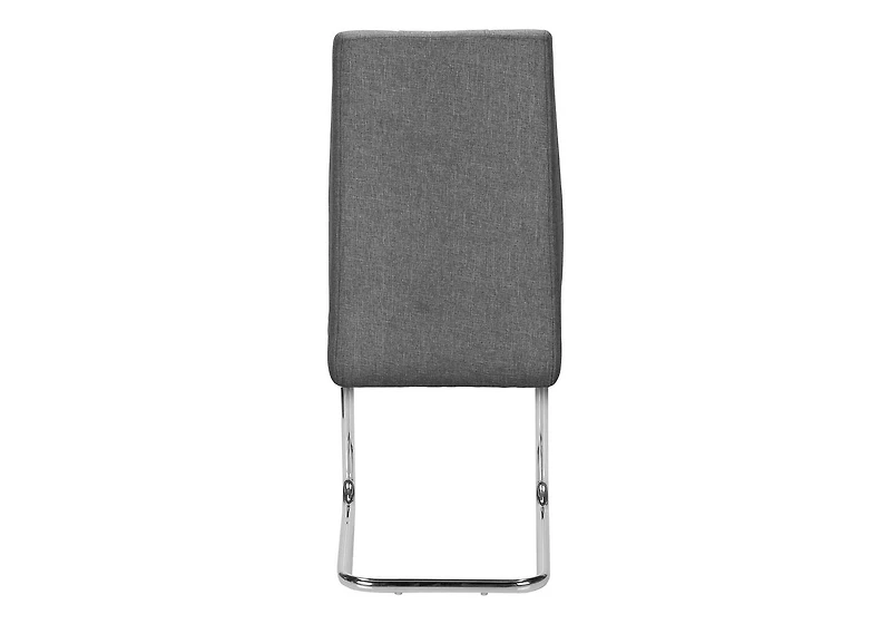Monarch Specialties Dining Chair, Set Of 2, Side, Upholstered, Kitchen, Dining Room, 39" Height, Grey Fabric, Chrome Metal, Contemporary, Modern