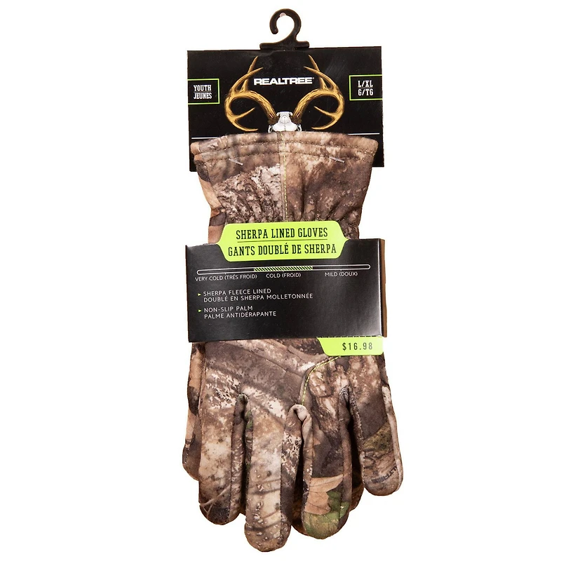 Gants de chasse doublés de sherpa pour jeunes Realtree APX, Unisexe