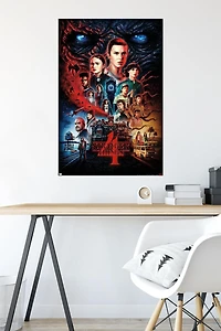 Netflix Stranger Things: Saison 4 – Une feuille 22,375" x 34" Affiche Murale avec Cadre Magnétique en Bois de Hêtre, par Trends International